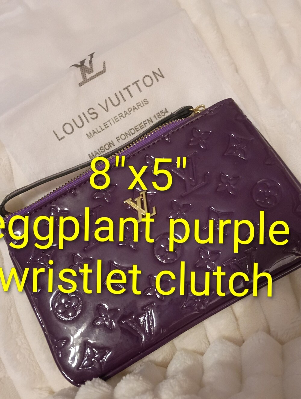 Purple Monogram Wristlet Bag Purse Clutch
